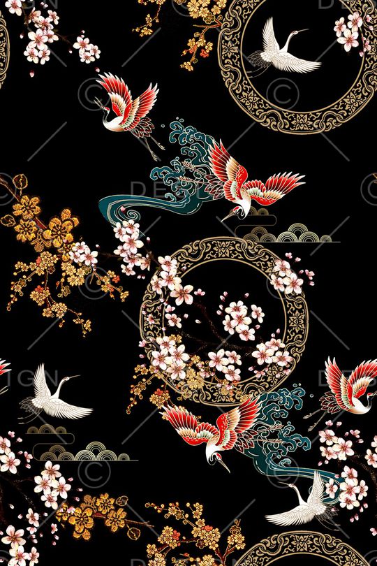 仙鹤印花华亿平台图片