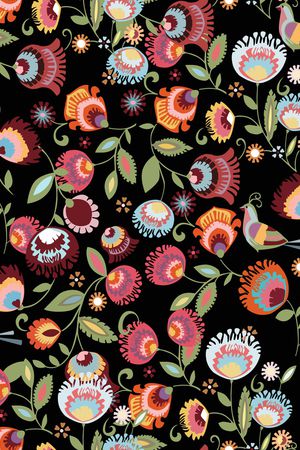 手绘花卉印花华亿平台图片