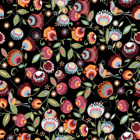 手绘花卉印花华亿平台图片