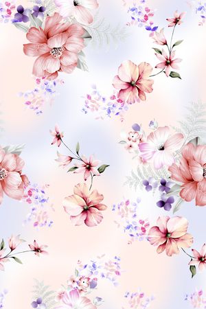 清爽底花卉印花华亿平台图片