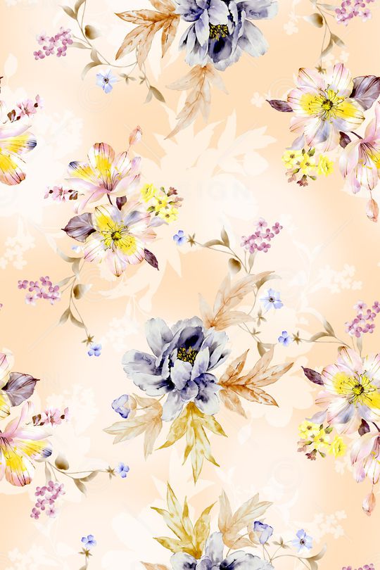 清爽底花卉印花华亿平台图片