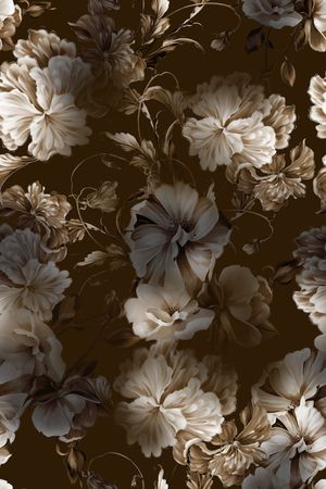 黑底花卉印花华亿平台图片