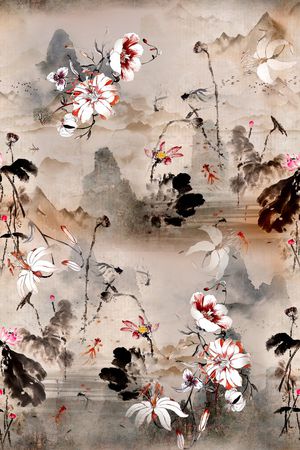 民族花卉印花华亿平台图片