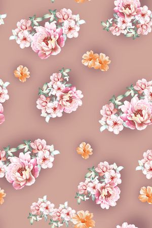 清爽底花卉印花华亿平台图片