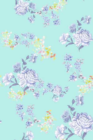 清爽底花卉印花华亿平台图片