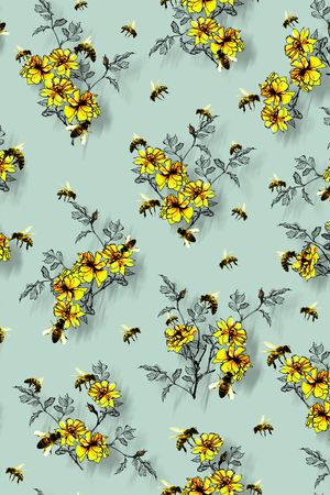 蜜蜂印花华亿平台图片