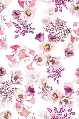 清爽底花卉印花华亿平台图片