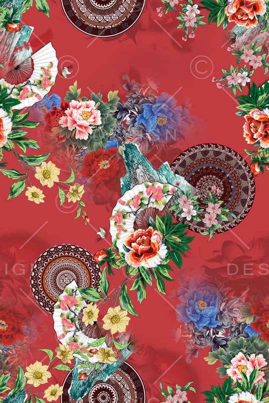 花卉印花华亿平台图片