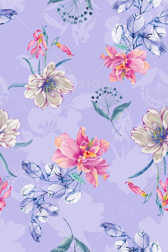 清爽底花卉印花华亿平台图片