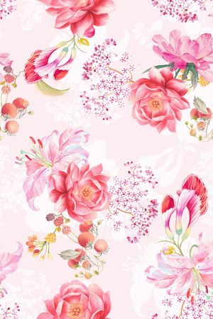 清爽底花卉印花华亿平台图片