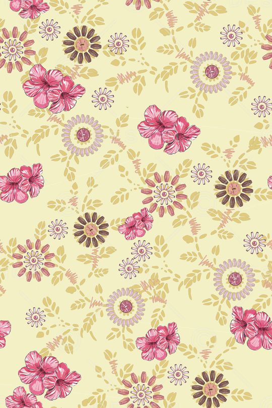 清爽底花卉印花华亿平台图片