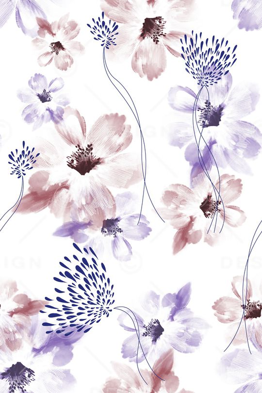 清爽底花卉印花华亿平台图片