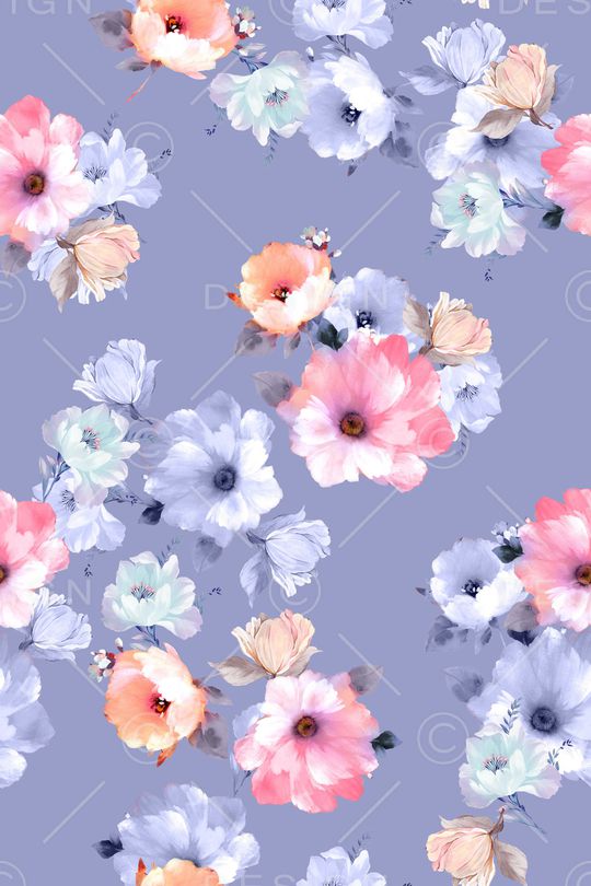 清爽底花卉印花华亿平台图片