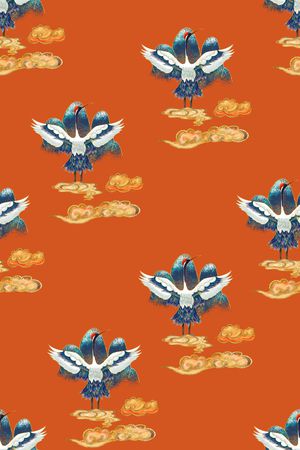 仙鹤印花华亿平台图片