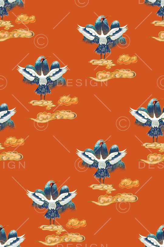 仙鹤印花华亿平台图片