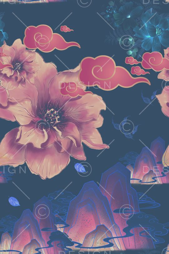 花卉印花华亿平台图片