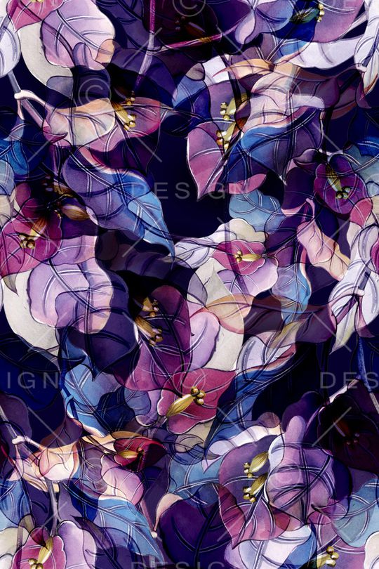 抽象花卉印花华亿平台图片