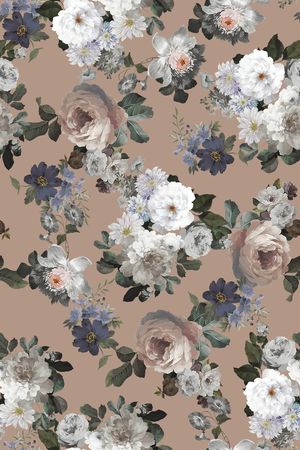 清爽底花卉印花华亿平台图片