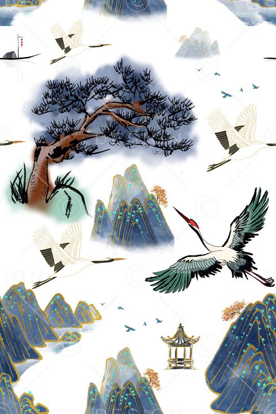 水墨风印花华亿平台图片