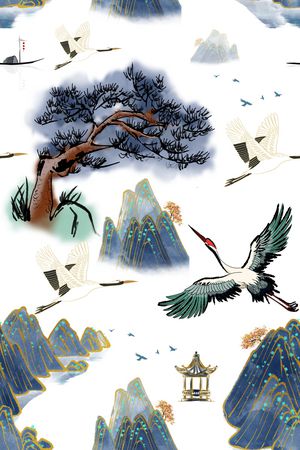 水墨风印花华亿平台图片