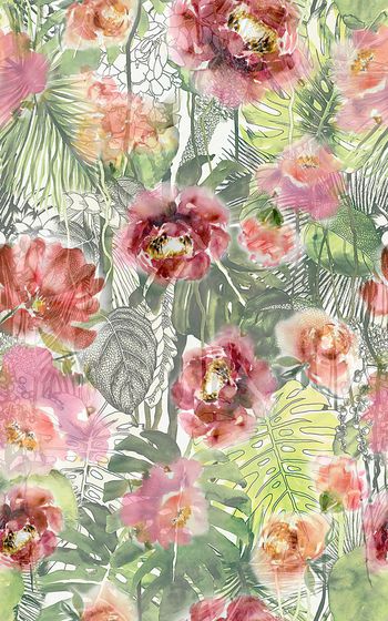 抽象花卉印花华亿平台图片