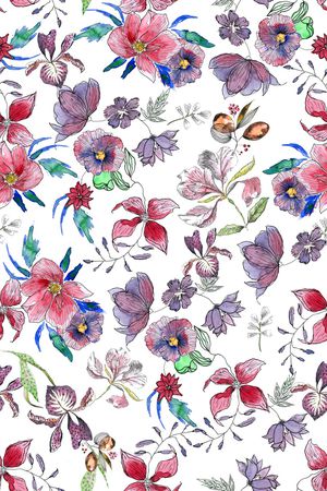 清爽底花卉印花华亿平台图片