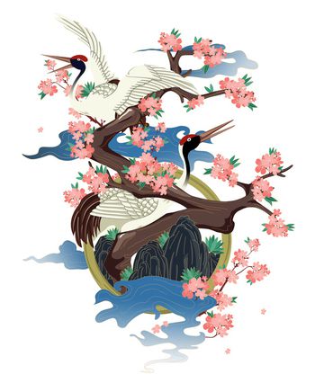 仙鹤印花华亿平台图片