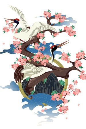 仙鹤印花华亿平台图片