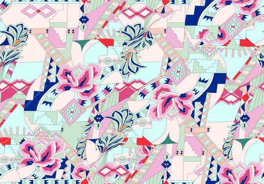 丝巾定位花印花华亿平台图片