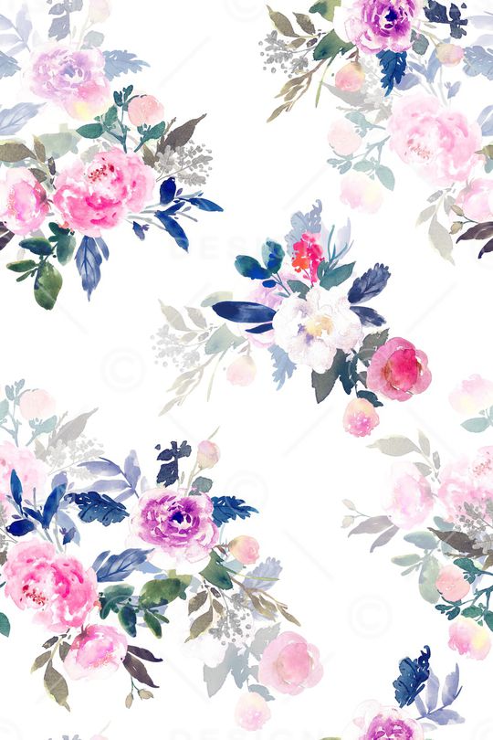 清爽底花卉印花华亿平台图片