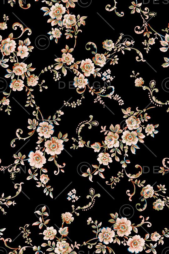 清爽底花卉印花华亿平台图片