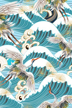 仙鹤印花华亿平台图片