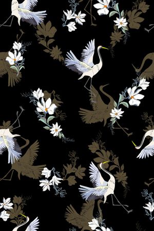 仙鹤印花华亿平台图片