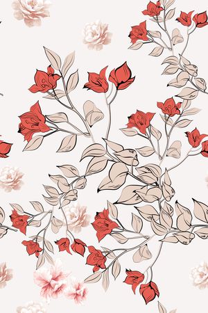 清爽底花卉印花华亿平台图片