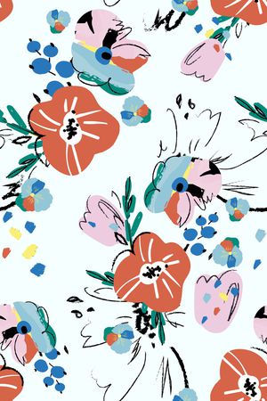 抽象涂鸦花卉印花华亿平台图片