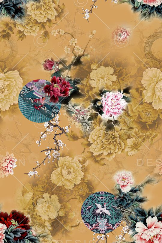 花卉印花华亿平台图片