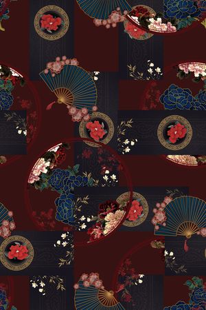 扇子印花华亿平台图片