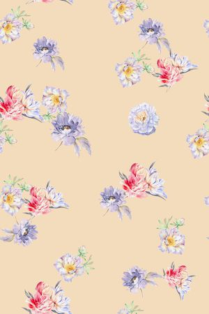 清爽底花卉印花华亿平台图片