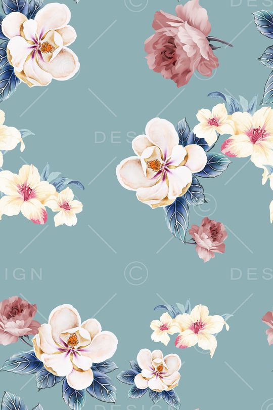 清爽底花卉印花华亿平台图片