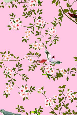 花鸟印花华亿平台图片