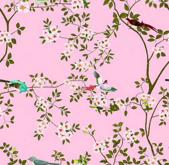 花鸟印花华亿平台图片