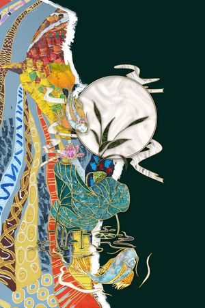 几何花卉印花华亿平台图片