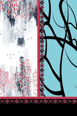 几何花卉印花华亿平台图片