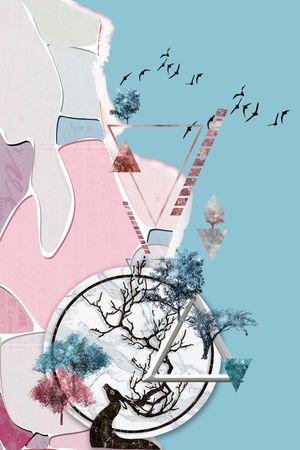 几何花卉印花华亿平台图片