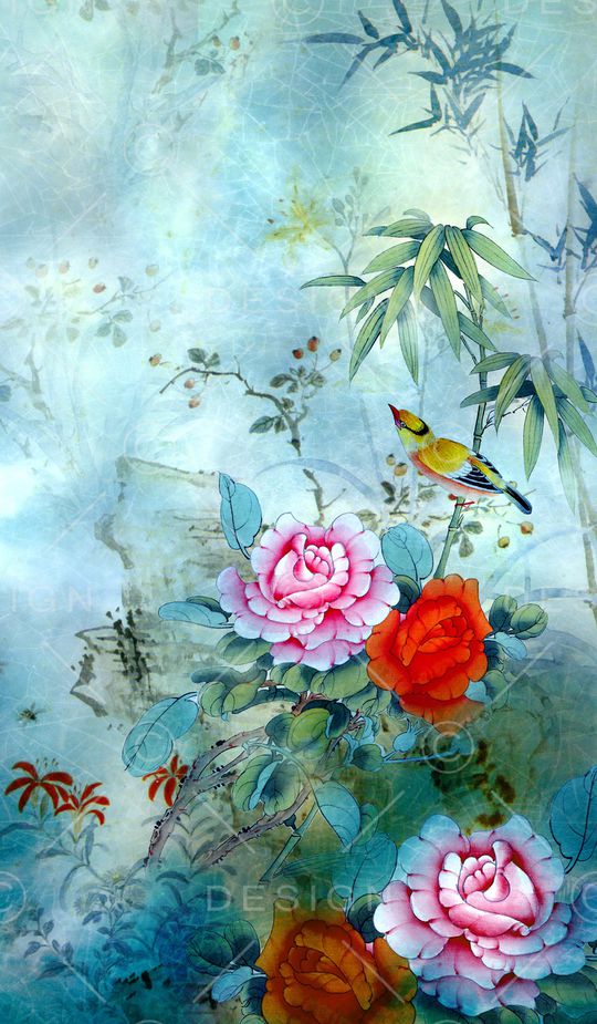 民族花卉印花华亿平台图片