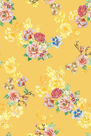 清爽底花卉印花华亿平台图片