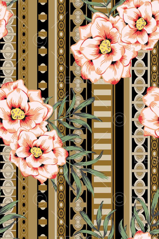 几何花卉印花华亿平台图片