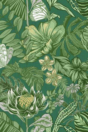 黑底花卉印花华亿平台图片