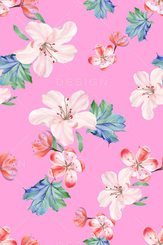 清爽底花卉印花华亿平台图片