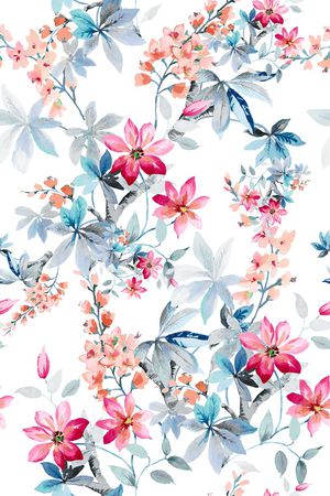 清爽底花卉印花华亿平台图片